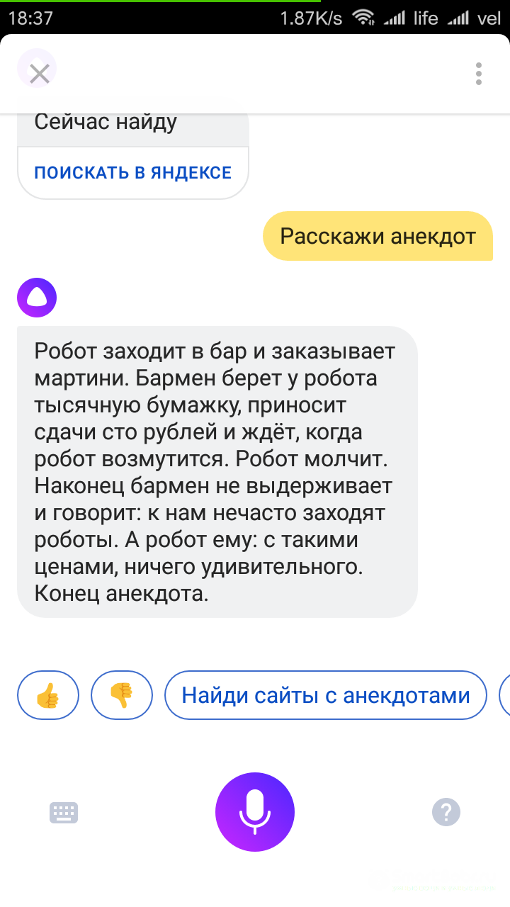 Яндекс Алиса Анекдот