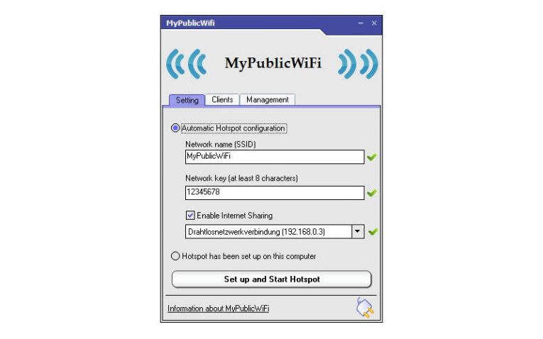 как раздать Интернет через WiFi с ноутбука с помощью MyPublicWiFi