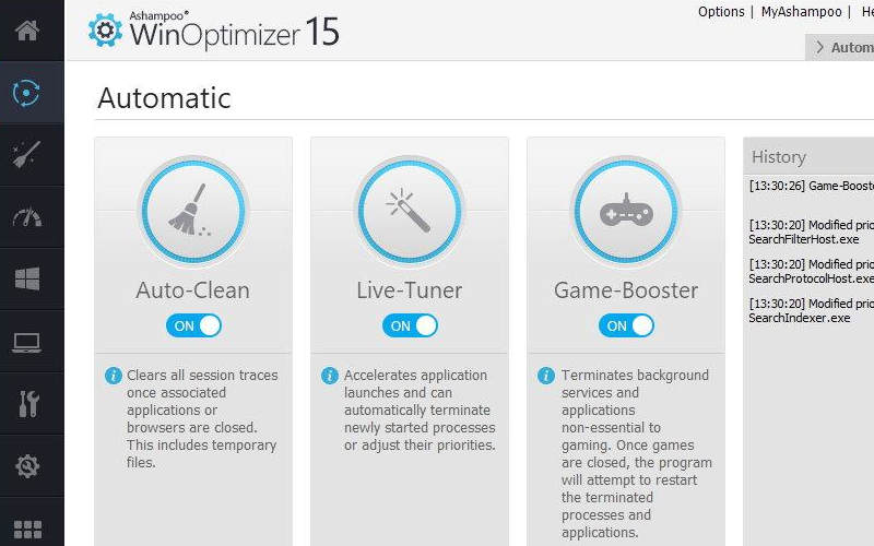 оптимизация Windows 10 с помощью Ashampoo WinOptimizer