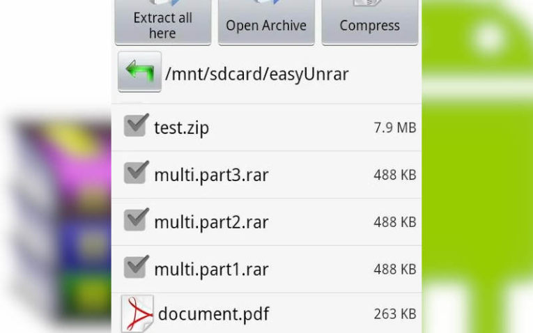 как открыть архив zip rar на андроид с помощью Easy Unrar, Unzip & Zip