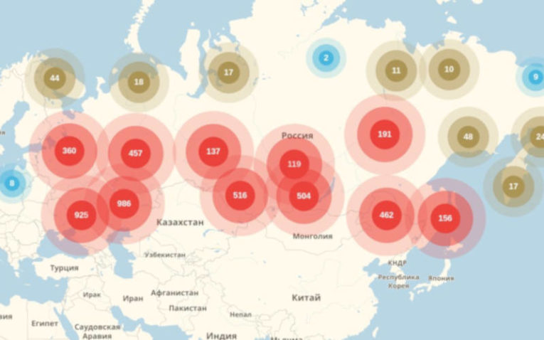 карта покрытия цифрового ТВ в России